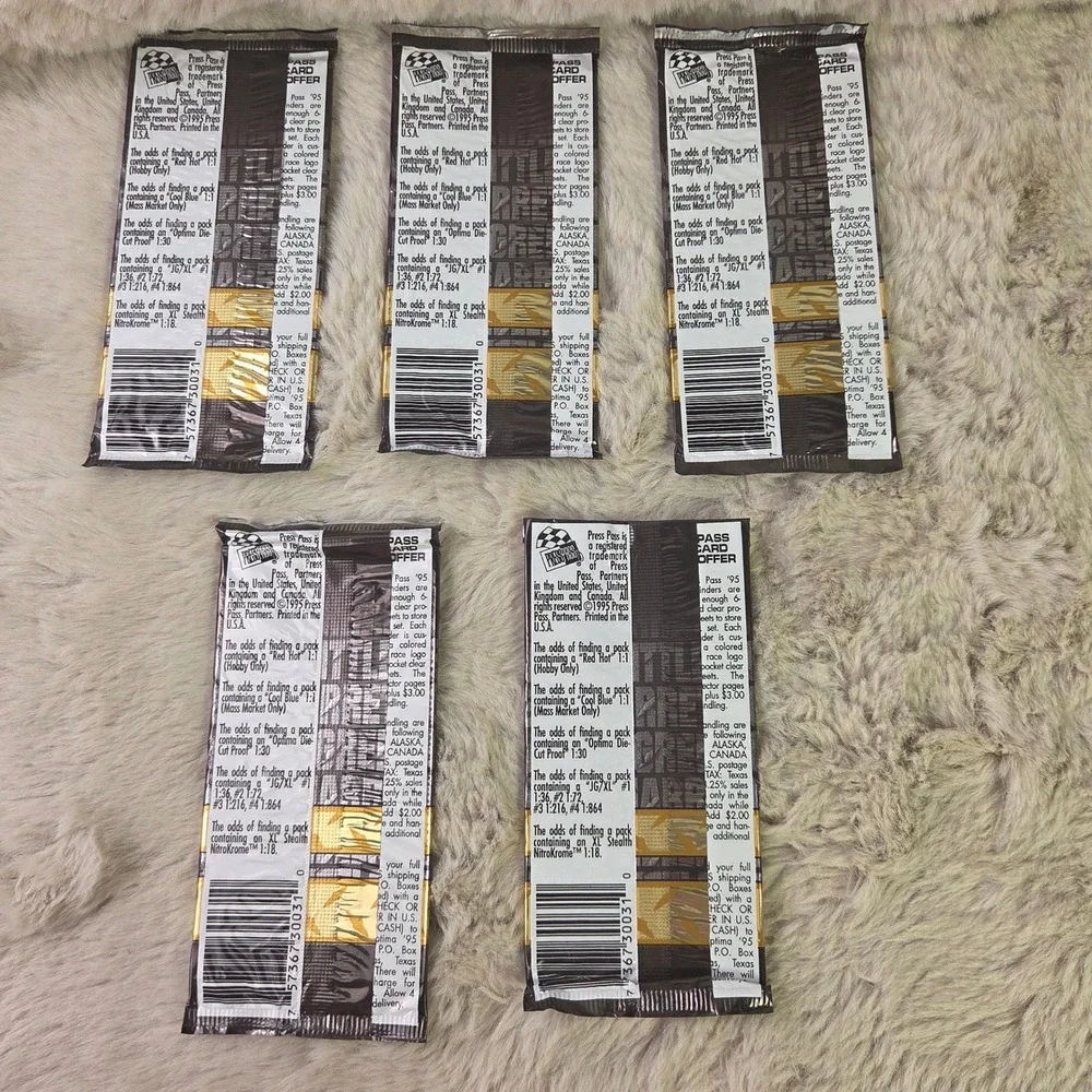 Lot of 5 1995 Press Pass Optima XL NASCAR Sealed Packs